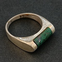 Sterling Silver Ring Green Stone Eilat Minimalist Modernist Men’s Pinky Women