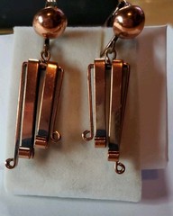 Vntg MCM Jewelry Chandelier Earrings Unsigned Matisse Renoir Copper Clip On