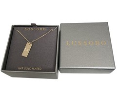 New Lussoro 18 KT Gold Plated Necklace w/ Initial “M” Pendant & Decorative Chain