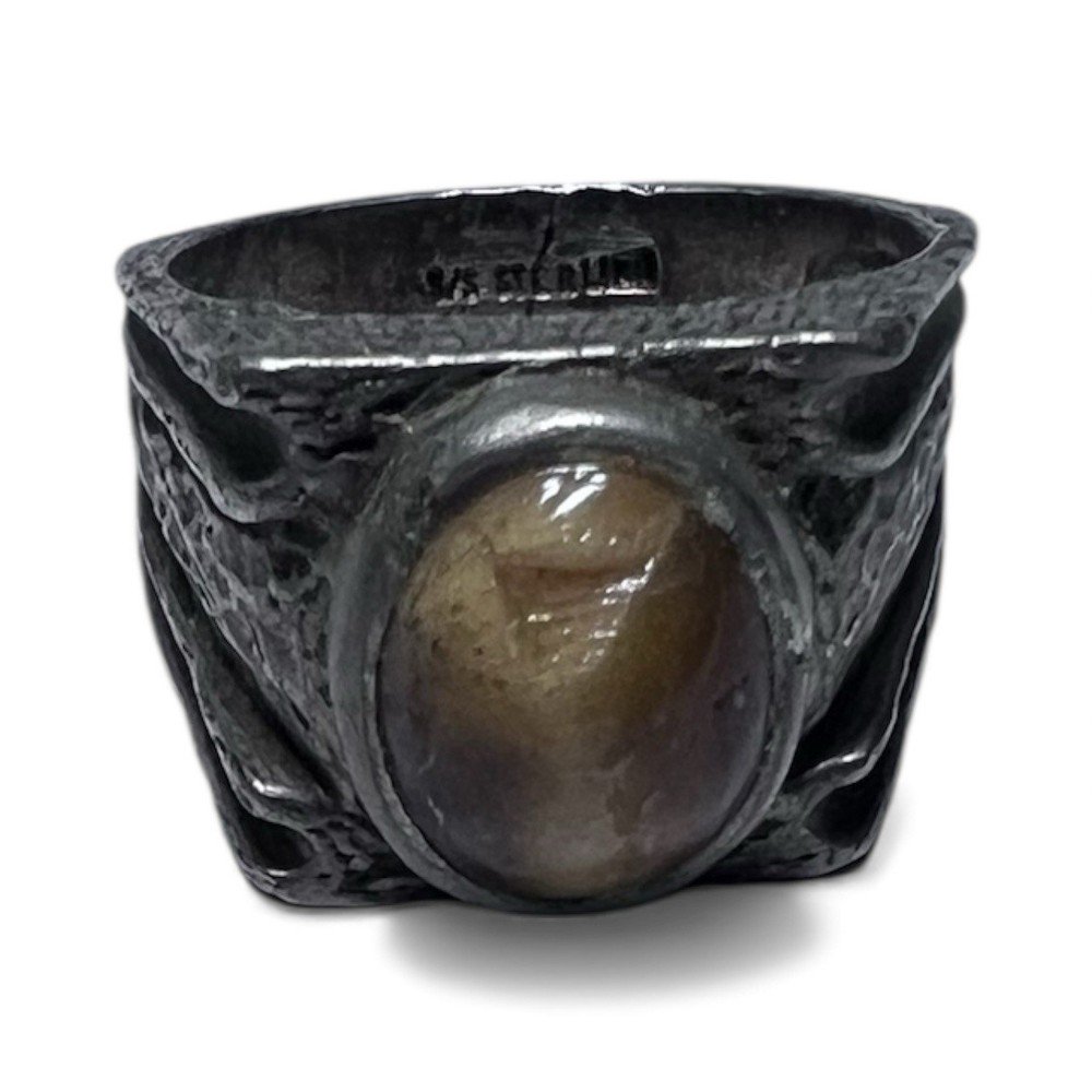 Vintage Sterling Silver Ring – Tiger’s Eye Cabochon Men’s Ring Size 8.5, 11.25g