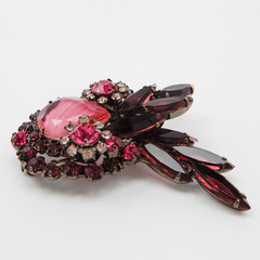 Juliana D&E Brooch Earrings Amethyst Purple Rose Pink Givre Stripe Pin Set Book