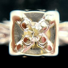 13k White Gold 0.05ct Round Diamond Square Setting Vtg Ring SZ 6.25 (I-63579)