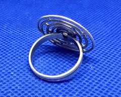 X04 Big Spiral Rainbow Moonstone 1” Crown – 925 Silver Ring Size 5.75 Vintage
