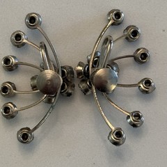 Vintage Rhinestone Brooch Earring Set Snowflake Starburst Light Blue Screw Back