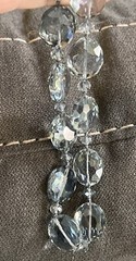 Beautiful Vintage Faceted Gray Glass & Crystal 24MM Beaded Statement Necklace