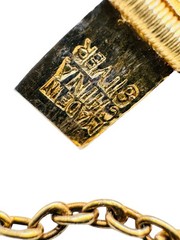 Vintage Chinese Export Gilt Silver Enamel Mesh Filigree Bracelet Tigers Eye Nice