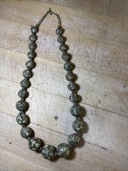 VTG PERSIAN MOSAIC INLAID TURQUOISE BALL BEAD sterling wrapped NECKLACE 18”