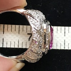 Vintage Signed LL 925 Sterling Silver Pink Topaz Cubic Zirconia Ring sz 7