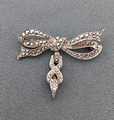 Vintage 800 Silver Marcasite Brooch Pin Watch Fob Pendant Signed 1.5″