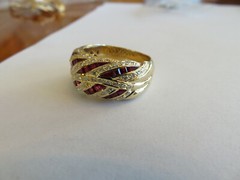 Antique Style Cocktail Statement Ring 2.1 Ct Simulated Ruby 14k Yellow Gold Over