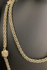 GUY LAROCHE Signed Gold Tone Braided Chain Station Chunky 36 in. Necklace—Rare