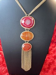 Vintage Chicos Triple Pendant Gold Tone Necklace Amyra Collection Nickel Free