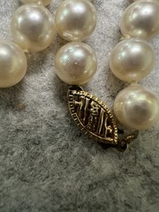VTG Solid 14k Gold Clasp Extra Long 6.8mm Genuine Cultured Pearl Necklace 24”37g