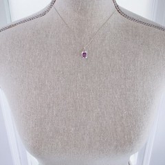 VTG Signed HMS Sterling Silver Necklace and Amethyst Pendant in Box 1970s 1980s