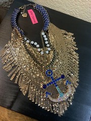 Betsey Johnson Ship Shape Bib Statement Necklace Rare- 16