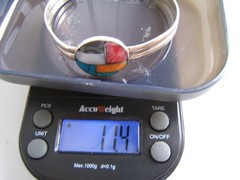 VINTAGE SILVER CUFF BRACELET W/ VARIOUS COLORS OF MOTHER OF PEARL MOP