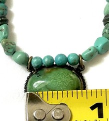 Vintage Handmade Turquoise Bead And Pendant Necklace Adjustable Length