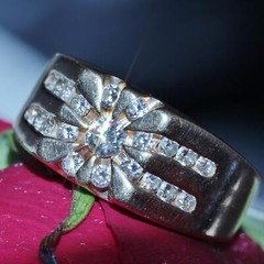 14k yellow gold 1.15ct natural diamond starburst ring sz: 10.5 vintage 10.3g