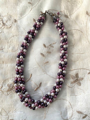 Twisted Strand Faux Pearls – Purple, Lavender & White Approx 18″ NK67