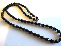 Art Deco 1940’s Black Crytal Glass Mourning Necklace