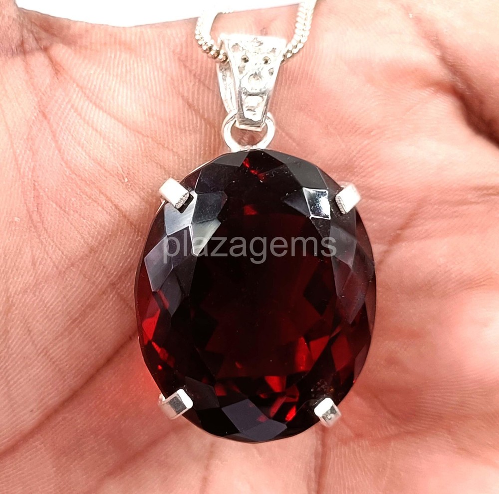 160 Ct Certified Oval 925 Solid Silver Natural Red Ruby Pendant k