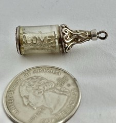 Vintage Retro Era English Love Letter in Lucite Bottle Sterling Bracelet Charm