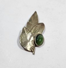 Vintage Pisces Enrique Lopez Green Silver Leaves 3.5 inches Signed