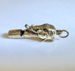 Vintage 1960s-1970s Gold Plated Figural Elephant Whistle Pendant Charm