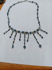 Vintage Handmade 17.5in Sterling Silver Blue Crystal Beaded Necklace 925 Tested