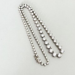Ross Simons 925 Sterling Silver Clear CZ Sparkly Graduated Tennis Necklace 17″