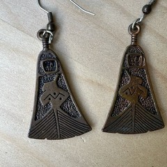 VTG Waldeck Johnson Dangle Earrings 2 Inch Bell Shape Southwestern Style Copper