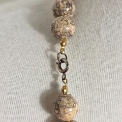 Beaded Statement Necklace Square & Round Beads Flat Gold & White Spacers