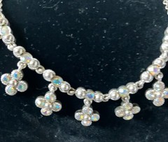 Vintage Napier Aurora Borialis Rhinestone Necklace And Earring Set 16 Inches