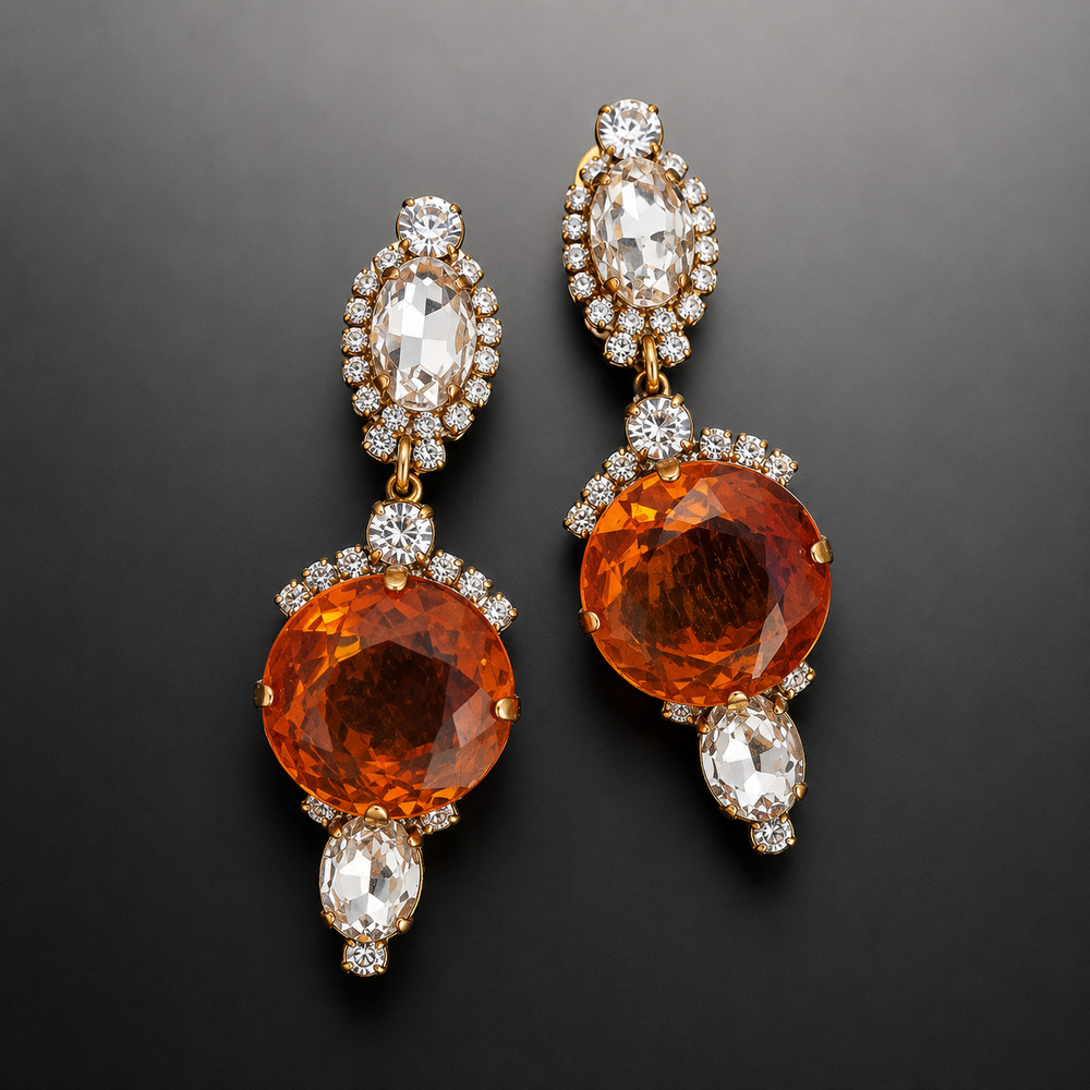 Luxury Rhinestone Long Dangling Clip-On Earrings – FREE SHIPPING
