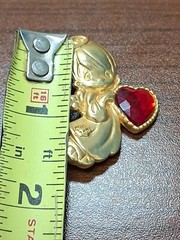 Vintage PMI PRECIOUS MOMENTS Brooch Pin Matching Heart Earrings Set