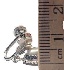 Vintage JMS 12K White Gold Filled GF Oval Cabochon Dangle Screwback Earrings 1”