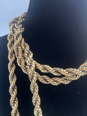 Vintage Gold Rope Tassel Lariat Necklace Crystal Accents Heidi Daus Style 24″