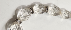 Vtg Graduated Glass Swirl Beads Rhinestone Spacers Silvertone Art Deco Beauty