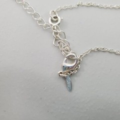 Avon Necklace Silver Tone Purple Chain Charm Beaded Leaf Tear Drop Blue Pearl