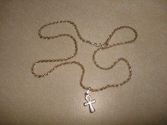 Vintage 925 Italy Sterling Silver 18″ Rope Chain Little Cross Pendant Necklace