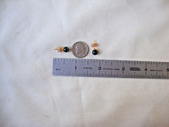 VINTAGE CLASSIC CHINESE 6MM GREEN JADE BALL YELLOW GOLD FILLED STUD EARRINGS