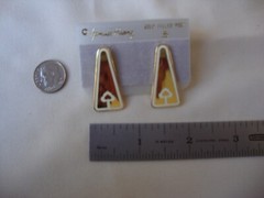 VINTAGE 1970s SAMUEL HUANG DESIGNER CLOISONNE RETRO MOD WHITE STUD EARRINGS
