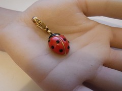 Vintage Juicy Couture Large Ladybug Charm Retired Black & Clear Crystal Accents