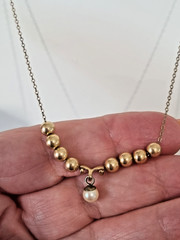 Vintage 1960s 12k Gold Fill Cultured Pearl Bead Ball Necklace USA made see video