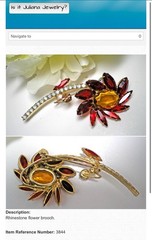BOOK PIECE ‘Juliana’ D&E Red Orange Flower Brooch w/ Stem #3844 HTF Design