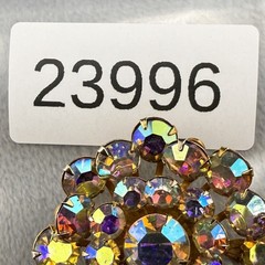 Vintage Selro Selini Rhinestone Brooch Gold Tone AB