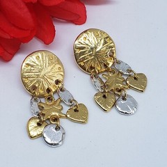 Vintage LADY REMINGTON Gold & Silver Tone Drop EARRINGS Dangle Hearts