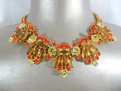 JULIANA D&E BOOK SET GRAND PARURE COFFIN RHINESTONES GOLD RED 5 PIECE SET