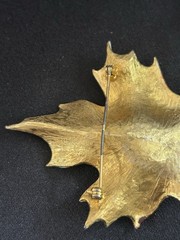 Vintage Enamel Maple Leaf Brooch Pin Colorful Autumn Fall Foliage Gold Tone