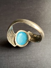 Vintage 925 Sterling Silver Ring Handmade Turquoise Ring Size 9.5 US
